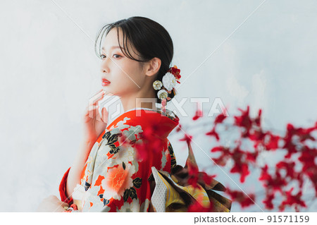 Red furisode Red furisode 91571159