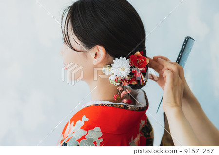 Red furisode hair make Red furisode hair make 91571237