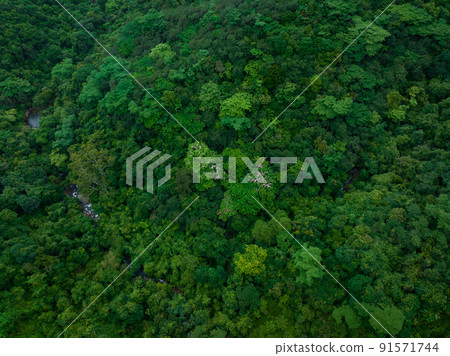 Aerial view of beautiful tropical forest mountain landscape Aerial view of beautiful tropical forest mountain landscape 91571744