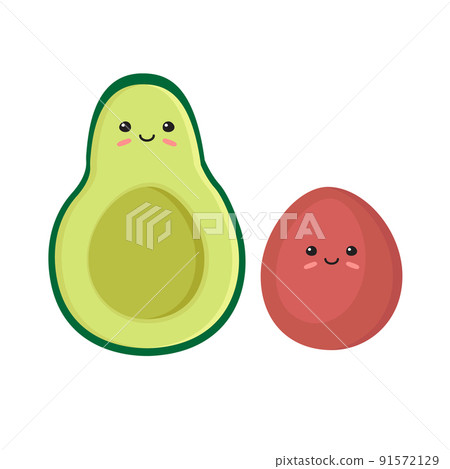 Vector flat avocado mom and baby Vector flat avocado mom and baby 91572129
