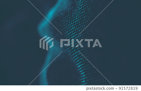 Abstract Music background. Big Data Particle Flow Visualisation. Science infographic futuristic illustration. Sound wave. Sound visualization Abstract Music background. Big Data Particle Flow Visualisation. Science infographic futuristic illustration. Sound wave. Sound visualization 91572819