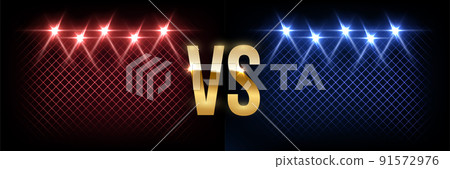 Battle vector banner concept. Girls and boys competition illustration with glowing versus symbol and spotlights. Night club event promotion. MMA, wrestling, boxing fight poster 91572976