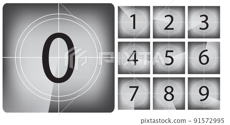 Old movie countdown frame vector illustrations set Old movie countdown frame vector illustrations set 91572995