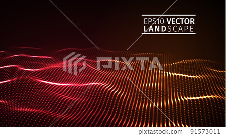 Red abstract wave. Technology background. EPS 10 91573011