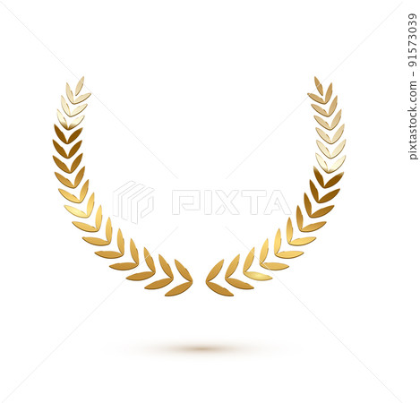 Golden shiny laurel wreath isolated on white background. Vector design element. Golden shiny laurel wreath isolated on white background. Vector design element. 91573039