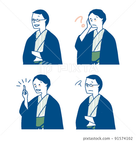 Facial expression set for men in yukata Facial expression set for men in yukata 91574102