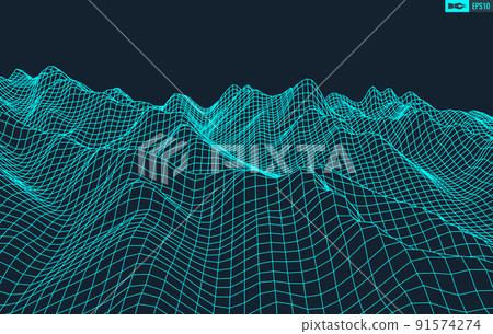 3D Wireframe Terrain (Wide Angle) | EPS10 Vector 3D Wireframe Terrain (Wide Angle) | EPS10 Vector 91574274
