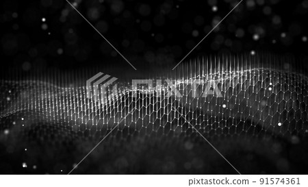 Black technology background abstract polygonal contact. Technological patterns abstract connection dots. 3d tech background with line connections. Seamless loop 4k. 91574361