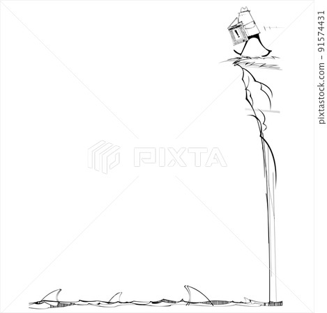 Man reading paper about to walk off cliff Man reading paper about to walk off cliff 91574431