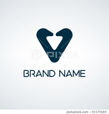 Letter V Logo with arrow Design Template Vector Graphic Branding Element. Stock vector illustration isolated on white background. 91575084