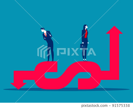 Recession and uptrend dollar sign. Business vector illustration 91575338