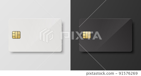 Vector 3d Realistic White and Black Blank Empty Credit Card Set. Plastic Credit, Debit Card Design Template for Mockup, Branding. Credit Card Payment Concept. Top View Vector 3d Realistic White and Black Blank Empty Credit Card Set. Plastic Credit, Debit Card Design Template for Mockup, Branding. Credit Card Payment Concept. Top View 91576269