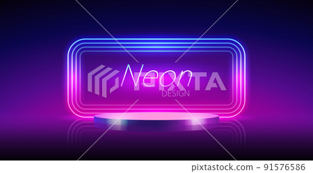 Podium with Neon Rectangular Frame 91576586