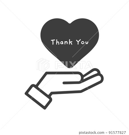 一個人的手握著一顆心，上面寫著謝謝你——感恩的形象材料 91577827