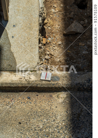 Boundary marker on the site Boundary marker on the site 91578109