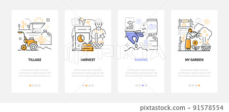 Gardening and harvesting - line design style banners set Gardening and harvesting - line design style banners set 91578554