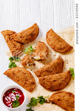 empanadas, fried hand pie with boiled egg filling empanadas, fried hand pie with boiled egg filling 91578569