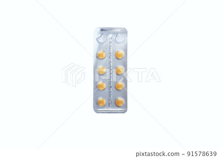 Packs antibiotics and pills top view. Pills packaging 91578639