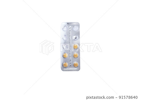 Packs antibiotics and pills top view. Pills packaging 91578640