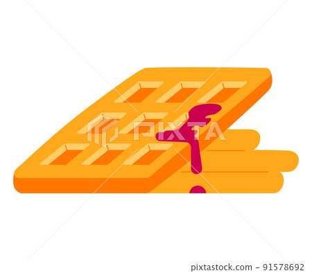 Belgian waffles with syrup - modern flat design style single isolated object Belgian waffles with syrup - modern flat design style single isolated object 91578692