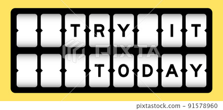 Black color in word try it today on slot banner with yellow color background 91578960