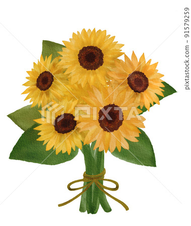 Illustration of a bouquet of sunflowers 91579259