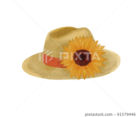 Straw hat with sunflower decoration 91579446