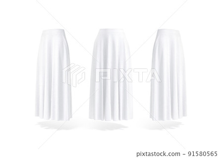 Blank white women maxi skirt mockup, front and side view 91580565