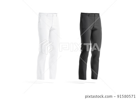 Blank black and white man pants mockup, side view 91580571