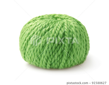 Front view of green wool yarn skein 91580627