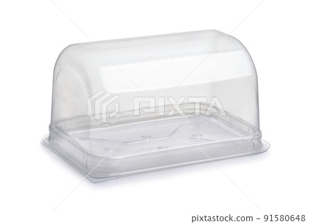 Empty disposable plastic cake container Empty disposable plastic cake container 91580648