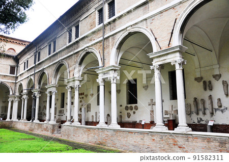 Italy Ravenna World Heritage San Vitale Church Courtyard and Corridor Italy Ravenna World Heritage San Vitale Church Courtyard and Corridor 91582311