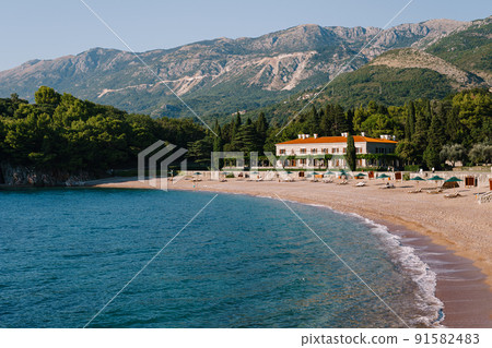 Azure sea and beach near Villa Milocer. Montenegro Azure sea and beach near Villa Milocer. Montenegro 91582483