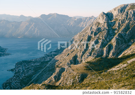 View from Mount Lovcen to Kotor Bay. Montenegro View from Mount Lovcen to Kotor Bay. Montenegro 91582832