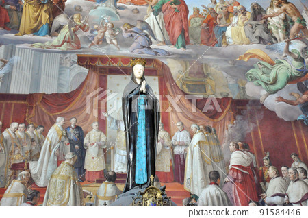 意大利羅馬世界遺產梵蒂岡博物館地圖畫廊天花板畫 91584446