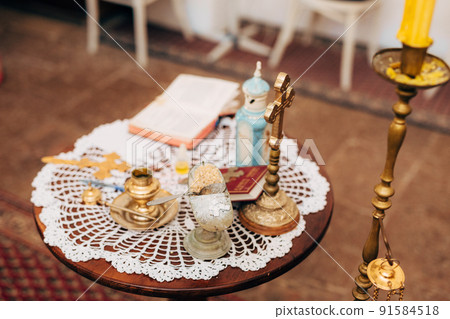 Interior decoration of the Church of St. Sava in Tivat. Montenegro 91584518