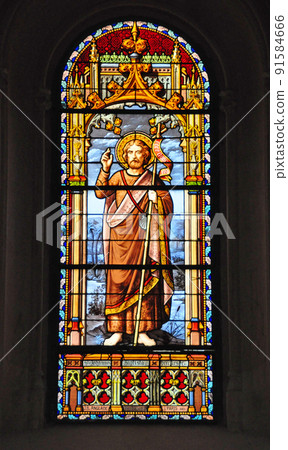 Stained glass, San Jeronimo el Real Church, Madrid, Spain Stained glass, San Jeronimo el Real Church, Madrid, Spain 91584666