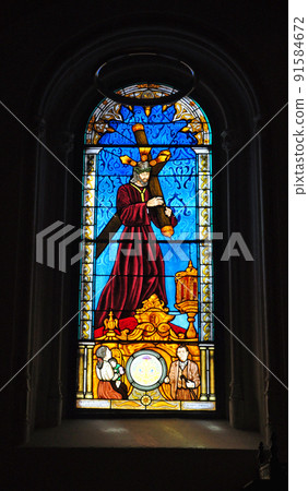 Stained glass, San Jeronimo el Real Church, Madrid, Spain Stained glass, San Jeronimo el Real Church, Madrid, Spain 91584672