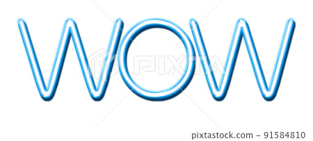 Blue Neon Text Wow cut out Blue Neon Text Wow cut out 91584810