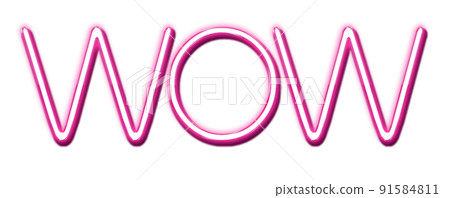Red Neon Text Wow cut out Red Neon Text Wow cut out 91584811
