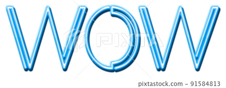 Blue Neon Text Wow cut out Blue Neon Text Wow cut out 91584813