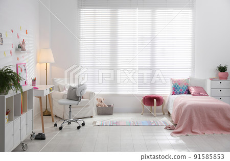 Modern child room interior with comfortable bed Modern child room interior with comfortable bed 91585853