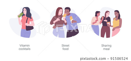 Eating out isolated cartoon vector illustrations set. 91586524