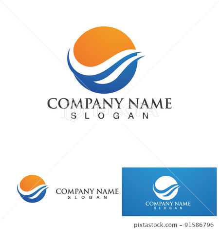 water wave logo design template 91586796