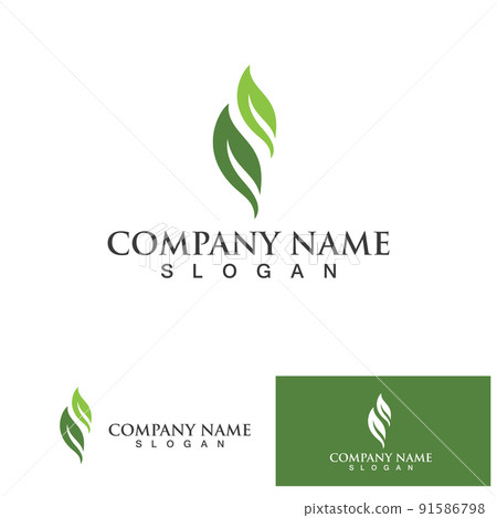 Green  leaf ecology Logo nature element 91586798