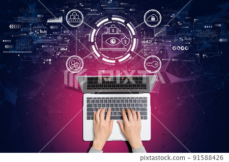 Data Privacy concept with person using laptop Data Privacy concept with person using laptop 91588426