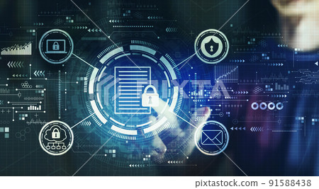 Data protection concept with young man in the night 91588438