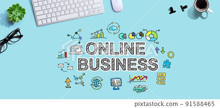 Online business with a computer keyboard Online business with a computer keyboard 91588465