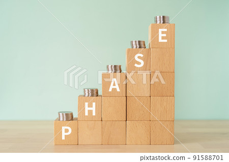 Image of phase | Blocks and coins with "PHASE" written on them 91588701