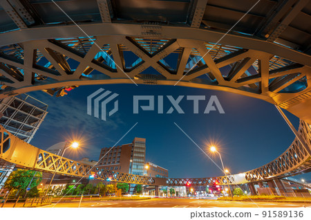 美麗的橢圓形人行天橋 | Shinko Circle Walk 夜景 | 神奈川縣橫濱市 美麗的橢圓形人行天橋 | Shinko Circle Walk 夜景 | 神奈川縣橫濱市 91589136